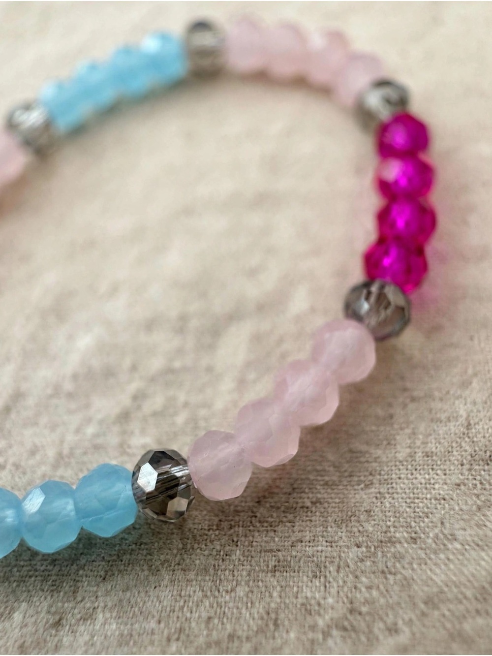 Pink Blue Magenta Kids Bracelet | Little Bloom | Glass Bead Girls Bracelet